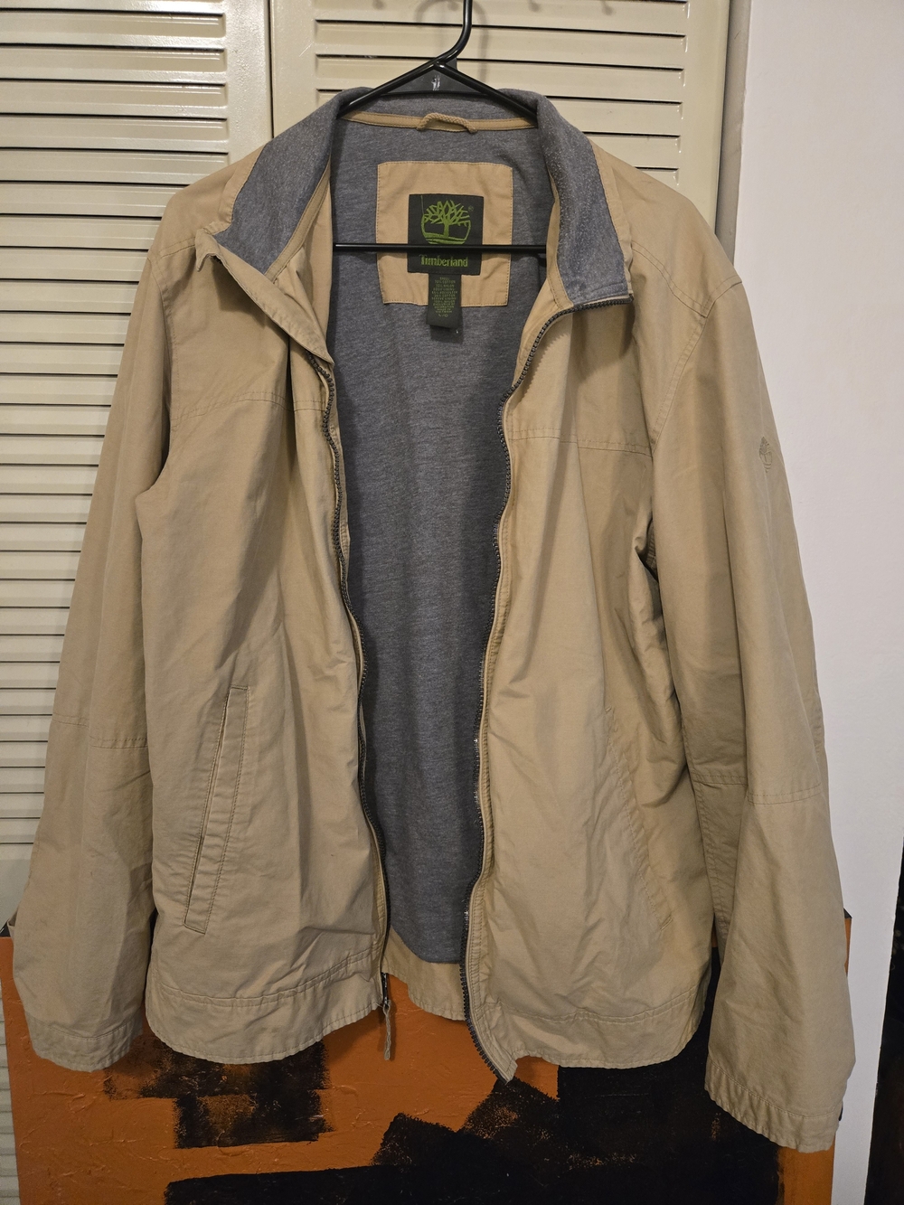 Timberland Beige Lightweight Zip Jacket with Grey Lining
